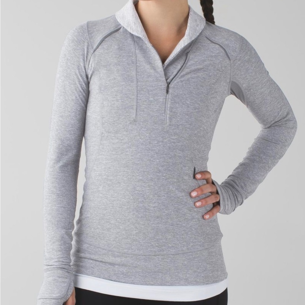 Lululemon Thick Heather Gray Think Fast Quarter Zip